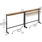 Kitstorack 2-Pack Narrow Console Table With Adjustable Height (25"-33") & 2 Power Outlets, Skinny Behind Couch Table, 78.8" Long X 5.9" Wide Sofa Side Table For Living Room, Rustic Brown