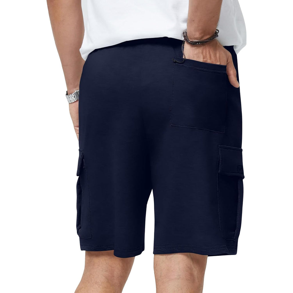 Mens Casual Sweat Cargo Cotton Shorts Drawstring Elastic Waist Athletic Workout Gym Jogger Shorts With 5 Pockets