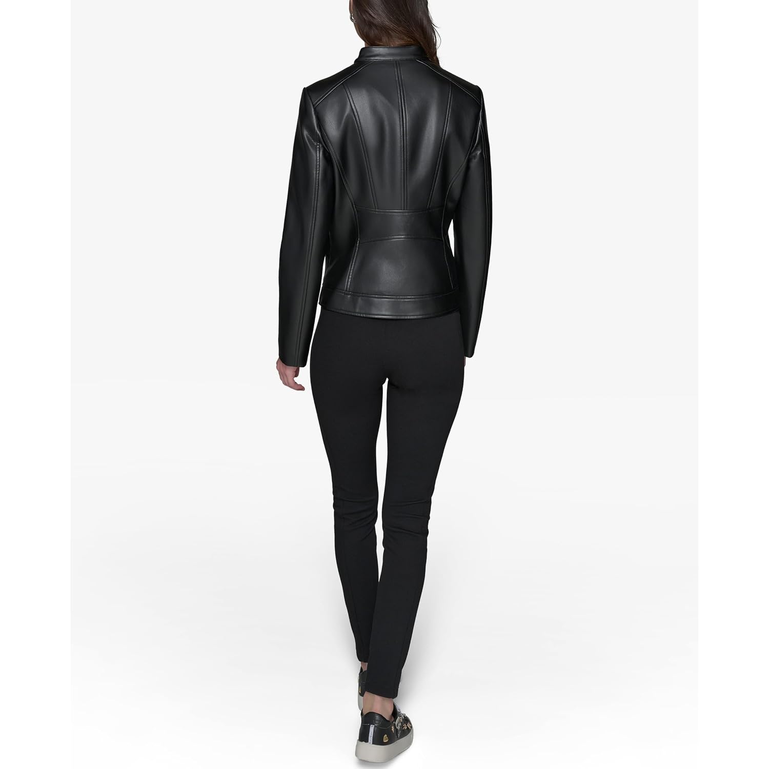 Karl Lagerfeld Women'S Zip Front Faux Leather Jacket