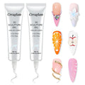 Creaglam 3D Nail Gel Art: 2pcs 16ML Sculpting Gel Nail Glue for Carving Patterns Decoration - Chrome Nail Powder and DIY Nail Charms - 4 in 1 Clear No Wipe Gel Nail Polish Rhinestone Nail Art Glue