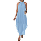 Prettygarden Summer Wedding Guest Dresses For Women 2026 Spring Long Flowy Halter Maxi Asymmetrical Beach Vacation Sundress