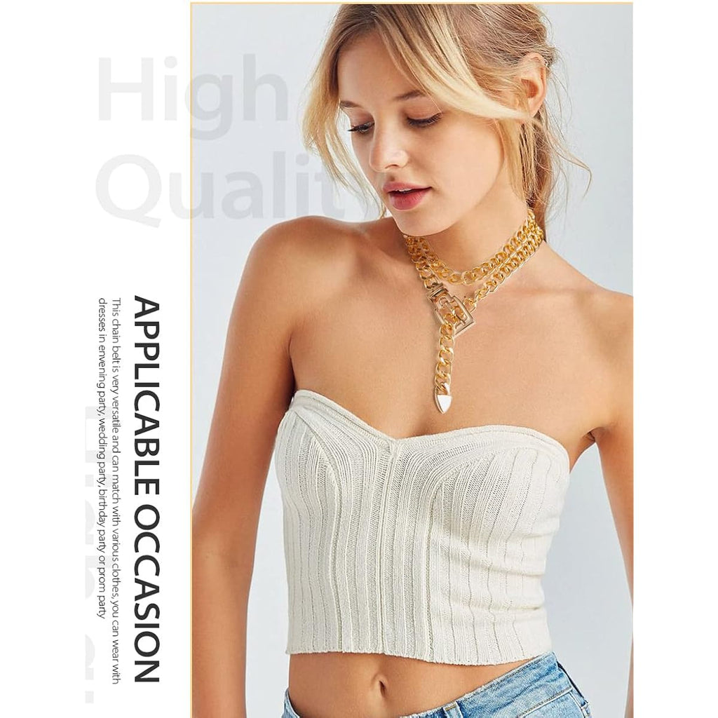 FIORETTO Chain Belt for Women Metal Waist Chain Fashion Multilayer Chain Belts for Dress
