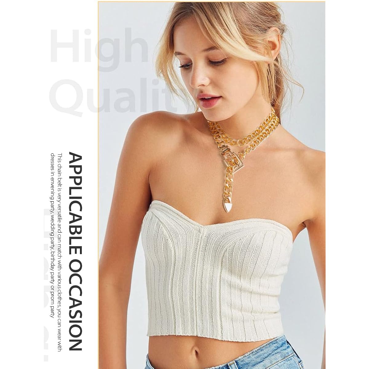 FIORETTO Chain Belt for Women Metal Waist Chain Fashion Multilayer Chain Belts for Dress