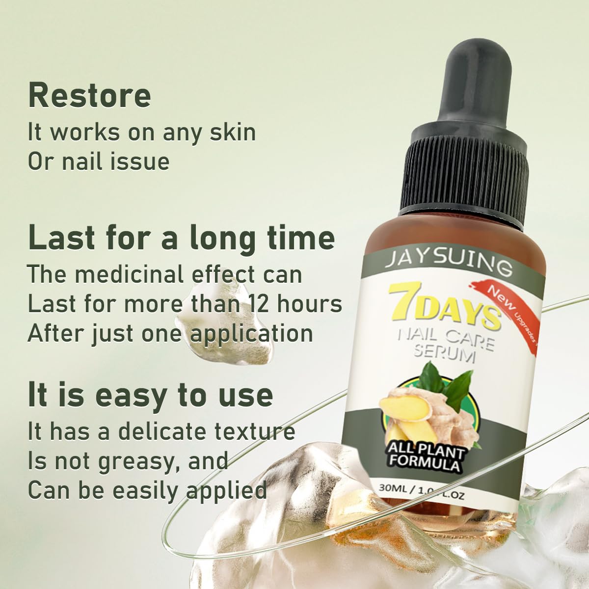 2PCS Ginger Nail Serum Solution, Ginger Cuticle Care Oil for Nails