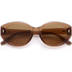 SOJOS Trendy Oval Polarized Sunglasses for Women Classic Round Retro UV Protection Shade SJ2675 Brown Frame Brown Lens