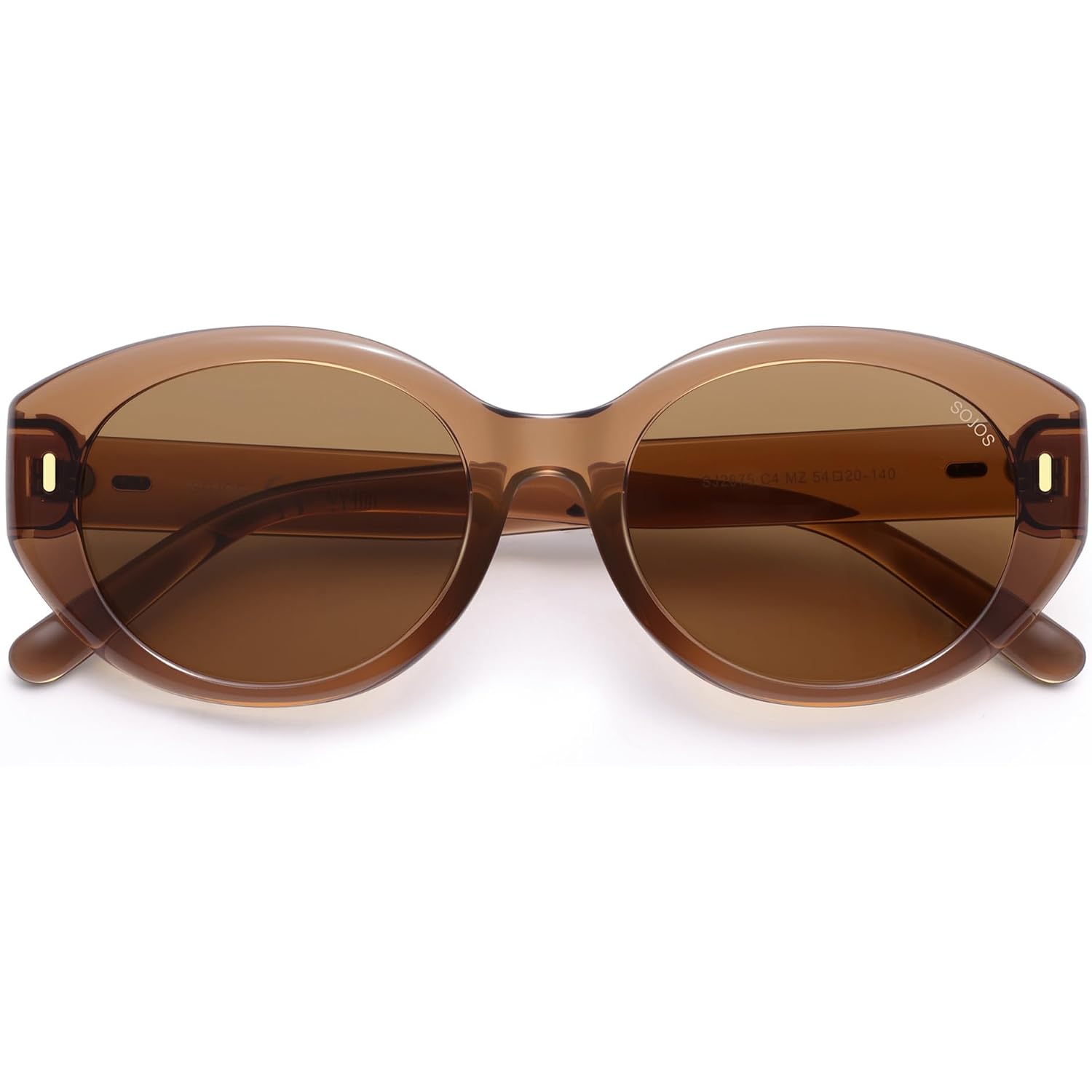 SOJOS Trendy Oval Polarized Sunglasses for Women Classic Round Retro UV Protection Shade SJ2675 Brown Frame Brown Lens