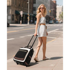 Rolling Backpack For Women, Travel Backpack With Wheels, Dual-Opening Wheeled Laptop Backpack, Stylish Rolling Laptop Bag, Overnight Underseat Carry On Luggage For College Business Work, Beige Brown