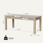 Farmhouse Dining Table, 70" Rectangular Wooden Kitchen Table For 4–6 People, Modern Dining Table & Home Office Desk For Family Gatherings And Study, Easy To Clean, Rustic