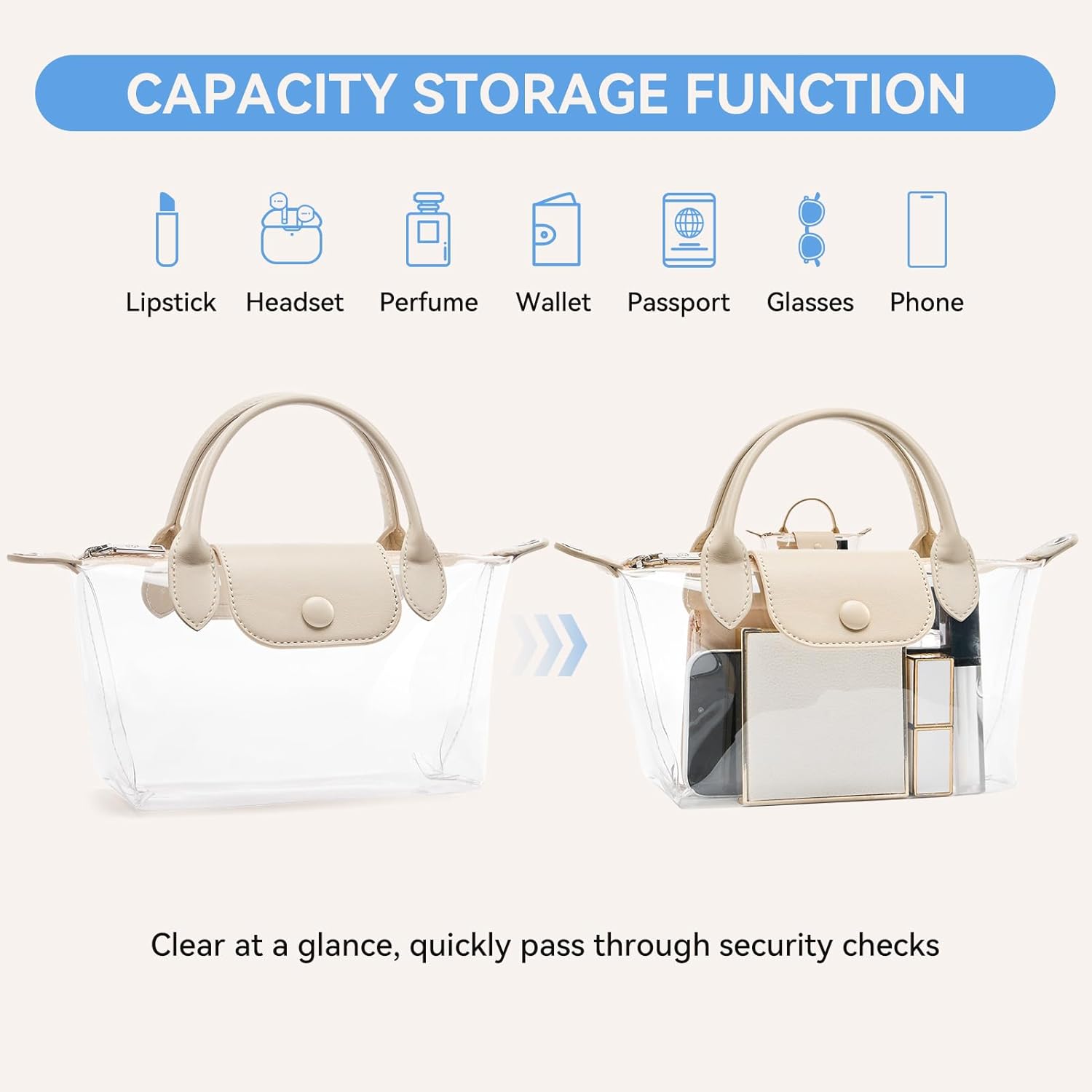 BOSTANTEN Clear Bag for Stadium Approved Crossbody Purse Handbags for Concerts Sports Events