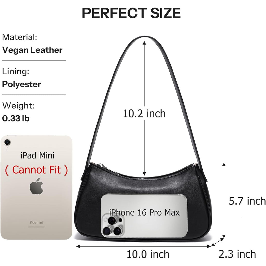 Small Shoulder Bag For Women Cute Mini Purse Trendy Vegan Leather Y2K Crescent Handbag