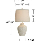 Romeo 23 1/2" High Table Lamps Set Of 2 Distressed Earth Jar Farmhouse | Coastal Beige Rustic Natural Cottage Living Room Bedroom Bedside Nightstand House Office Home Family