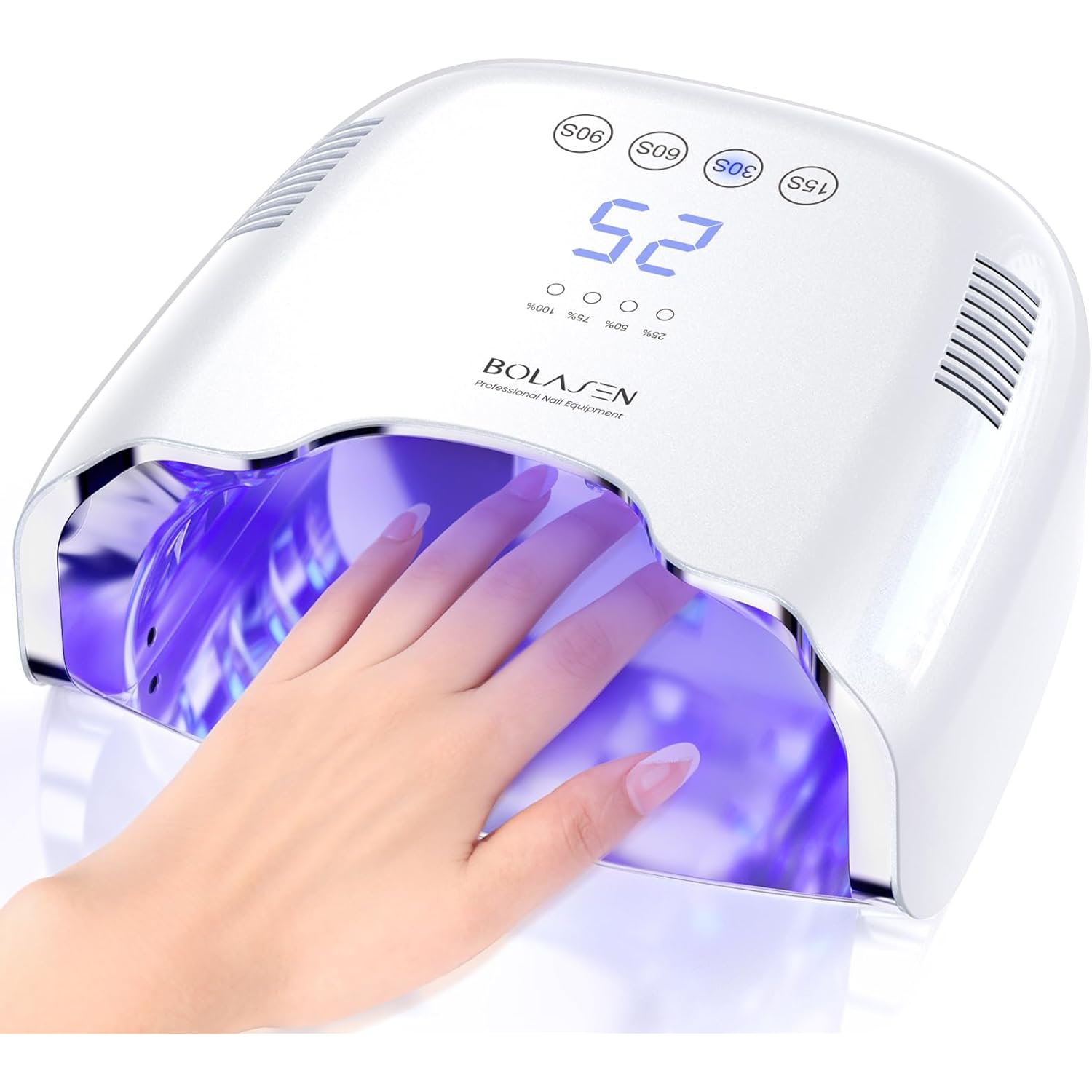 BOLASEN Cordless Rechargeable UV Nail Lamp - UV Light for Gel Nails with Metallic Reflector & Metal Base, 54W Portable Wireless LED Nail Dryer, Professional Fast Charger Curing Lamp for Salon P30 PRO