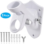 Flag Pole Holder Brackets, Bonwin 1" Flag Pole Mounting Bracket With Hardwares For House Wall Mount, 1" Inner Diameter, Two Positions & Aluminium Alloy, Rust Free Coated (White - 1 Pack)