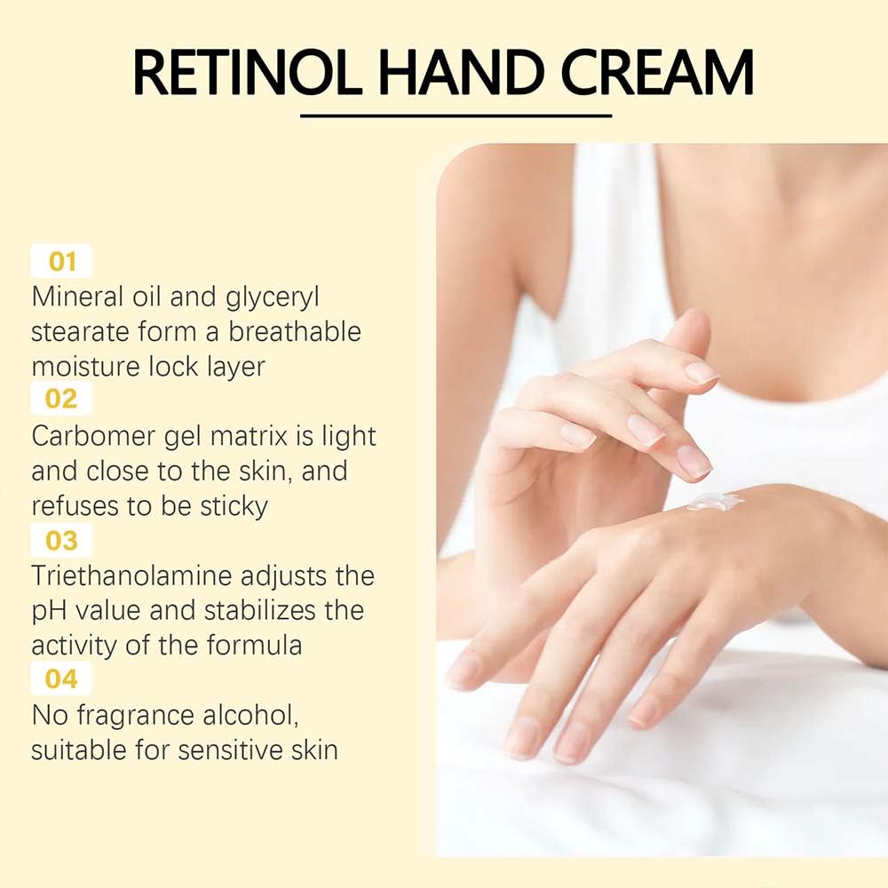 Retinol Hand Cream Anti Aging, Enriched With Collagen, It is Specially Formulated for Aging, Dry, And Chapped Hands (50G Anti Aging Hand Cream, Nourishing and Protecting Skin, Nails, And Cuticles)