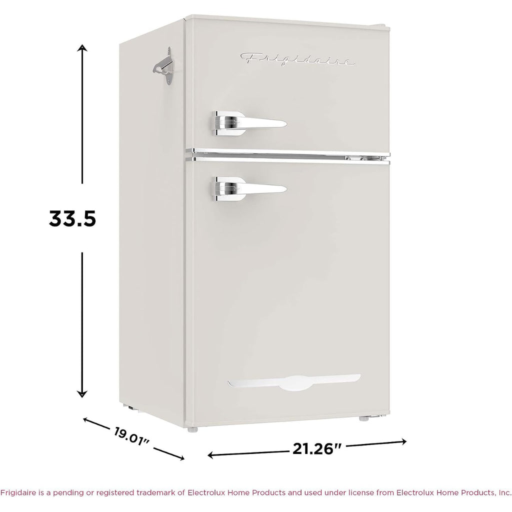 Frigidaire Efr840-Cream Efr840 Retro Mini Fridge With Freezer & Side Bottle Opener-Small 2 Door Refrigerator For Office Bar Or College Dorm Room-3.1 Cu Ft (Cream)