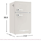 Frigidaire Efr840-Cream Efr840 Retro Mini Fridge With Freezer & Side Bottle Opener-Small 2 Door Refrigerator For Office Bar Or College Dorm Room-3.1 Cu Ft (Cream)