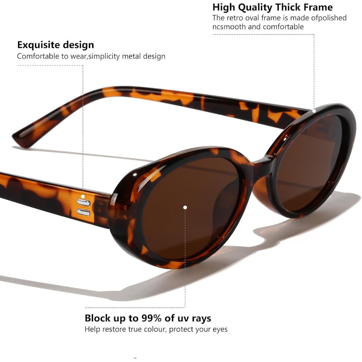 Oval Sunglasses For Women Men Fashion Small 90S Style Sun Glasses Uv400