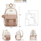 Windars School Backpack For Teen Girls, Cute College Backpacks For Women Students Aesthetic Bookbag Large 15.6 Inch Laptop Bag Middle School Travel Back Pack (Khaki Beige)