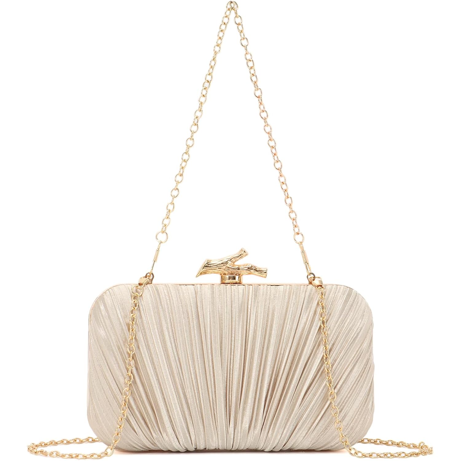 Freie Liebe Clutch Purses for Women Evening Bag Pleated Clutch Bag with Chain for Wedding Party | with Chain, for Wedding Party