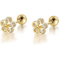 Gold Stud Earrings 925 Sterling Silver 18K Gold Plated Cubic Zirconia Screw Back Cute Hypoallergenic for Women Jewelry Gift Mother's Day