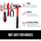 Gorilla Grip 304 Stainless Steel Heavy Duty Magnetic Knife Holder, Secure Wall Mounted Bar For Knives, Tools, Holds Up To 6 Lbs, Kitchen Organizer, 10 Inch Strip, Easy Installation, Screws Included