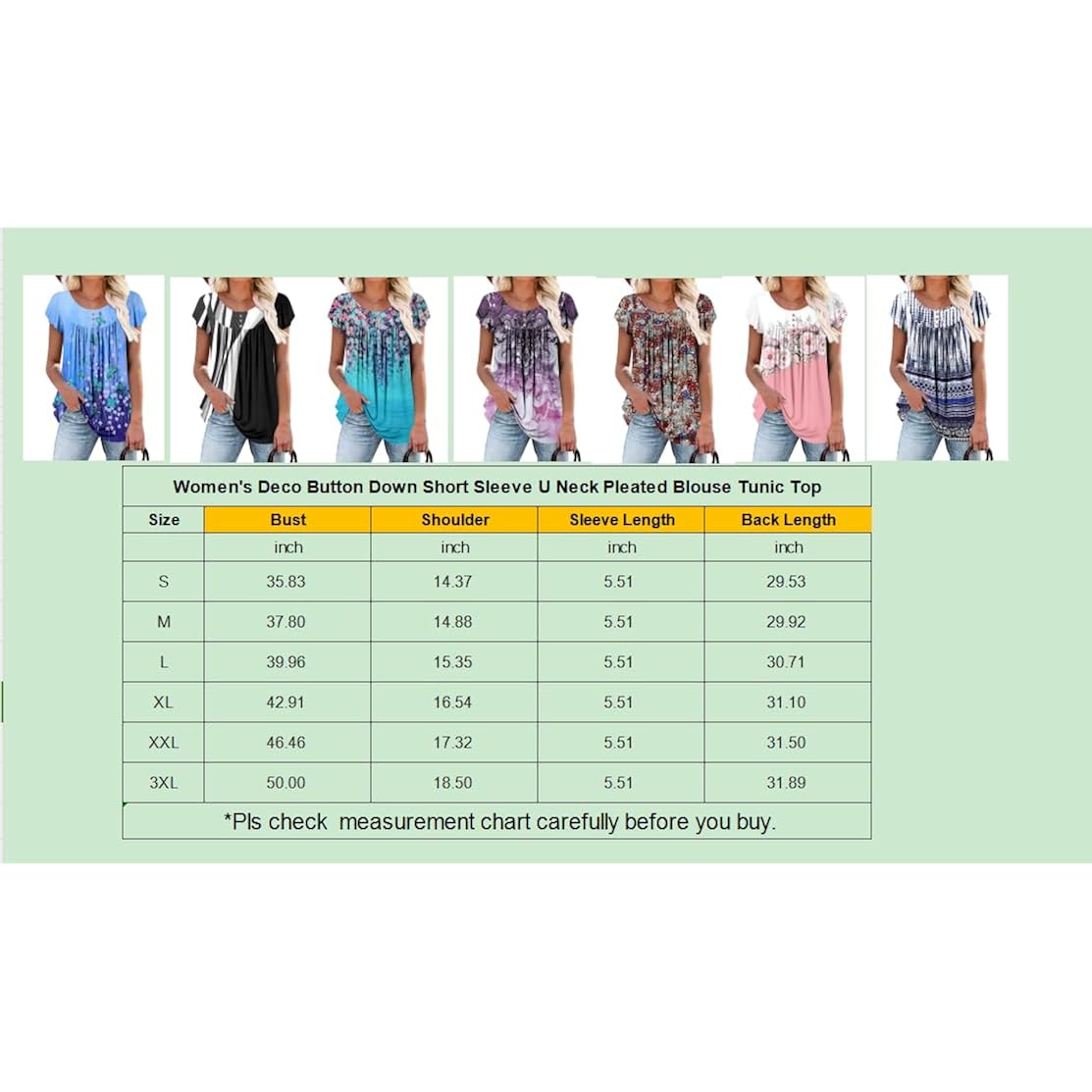 Women's Summer Tunic Tops Flowy Flare Botton Down Shirts Blouses S-3XL