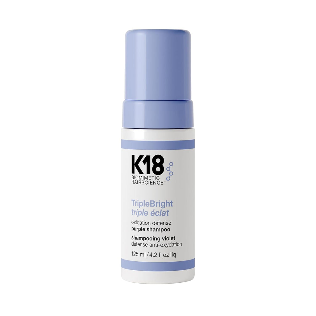 K18 Triplebright Oxidation Defense Purple Shampoo - Non-Staining Blonde Shampoo Removes + Helps Prevent Brass For Brighter, Longer-Lasting Blonde - For All Highlighted + Lifted Hair Tones (4.2 Fl Oz)
