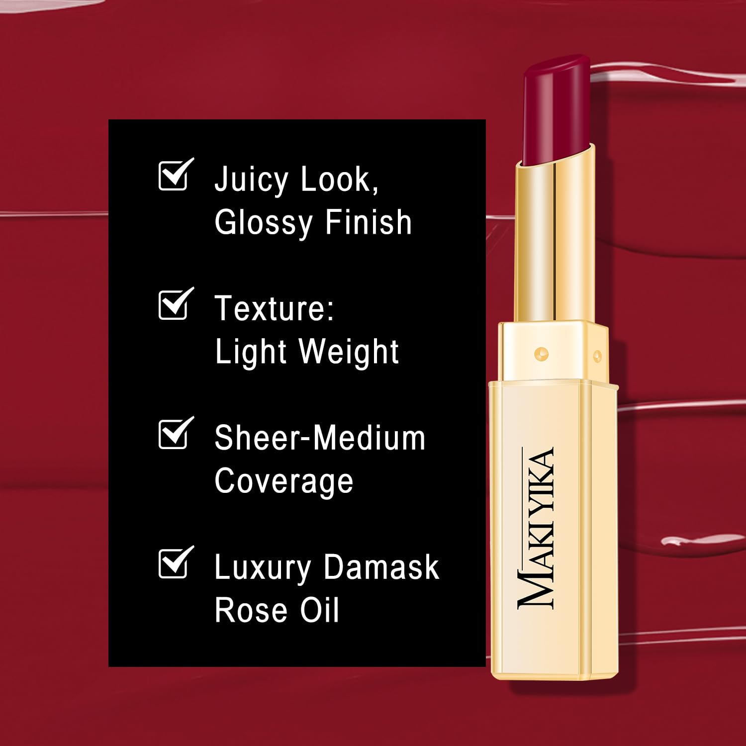 MAKI YIKA Moisture Dark Berry Lipstick for Women Hydrate Tinted Lip Balm for Mother's Day Dry Cracked Lips Sheer Lipstick Lip Tinted Glossy Finish,MA049 Blush Berry