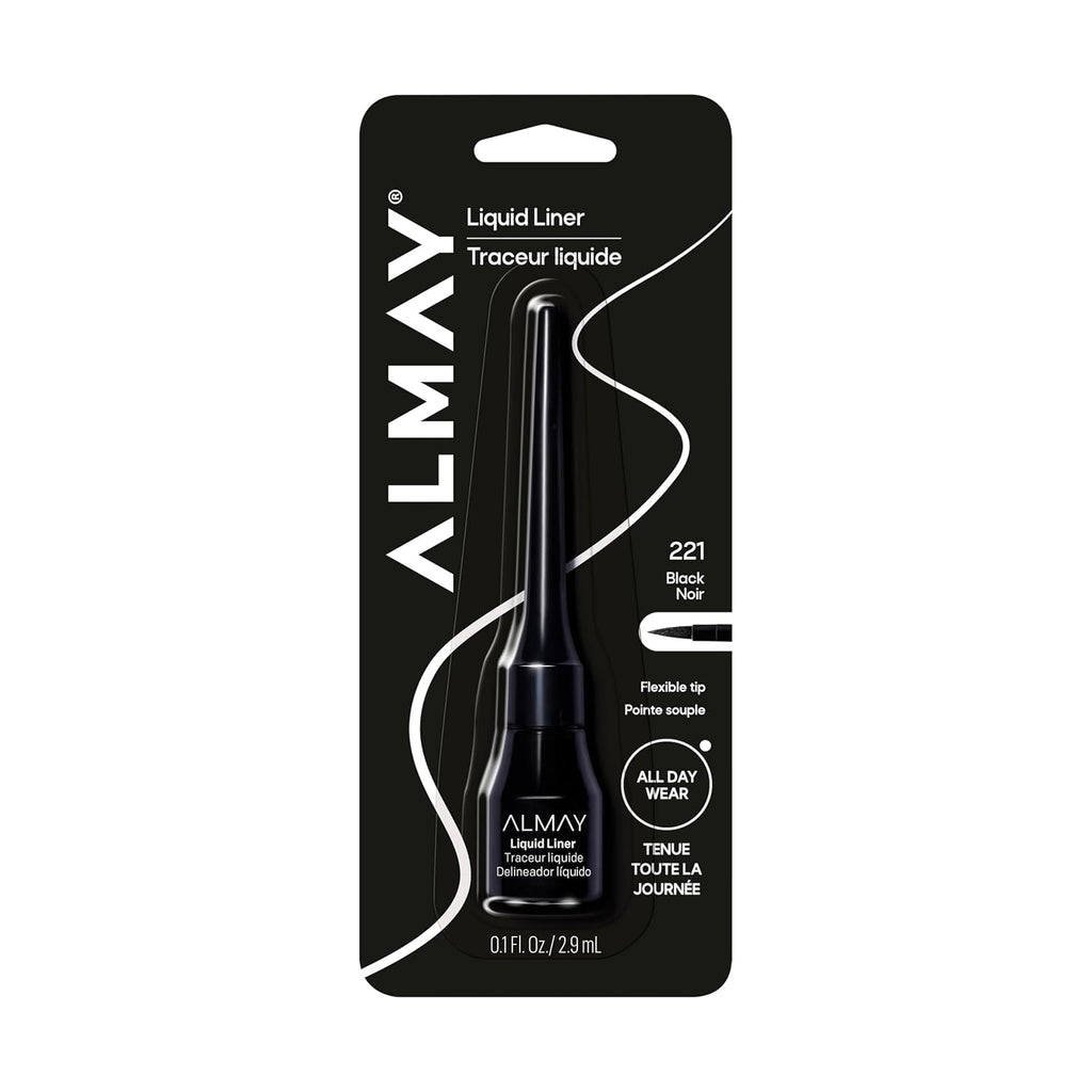 Almay Liquid Eyeliner, Waterproof, Fade-Proof Eye Makeup, Easy-To-Apply Liner Brush (Packaging May Vary), 221 Black