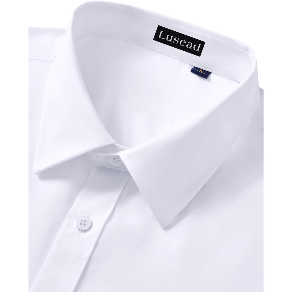 Mens Short Sleeve Dress Shirts Regular Fit Stain Shield Button Down Shirt Casual Business Wedding Stretch Formal Shirt