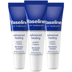 Vaseline Lip Therapy Advanced Healing 3-Pack – White Petroleum Moisturizing Lip Balm For Extremely Dry Lips, 0.35 Oz Ea