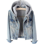 Women'S Casual Detachable Hoodie Denim Jacket