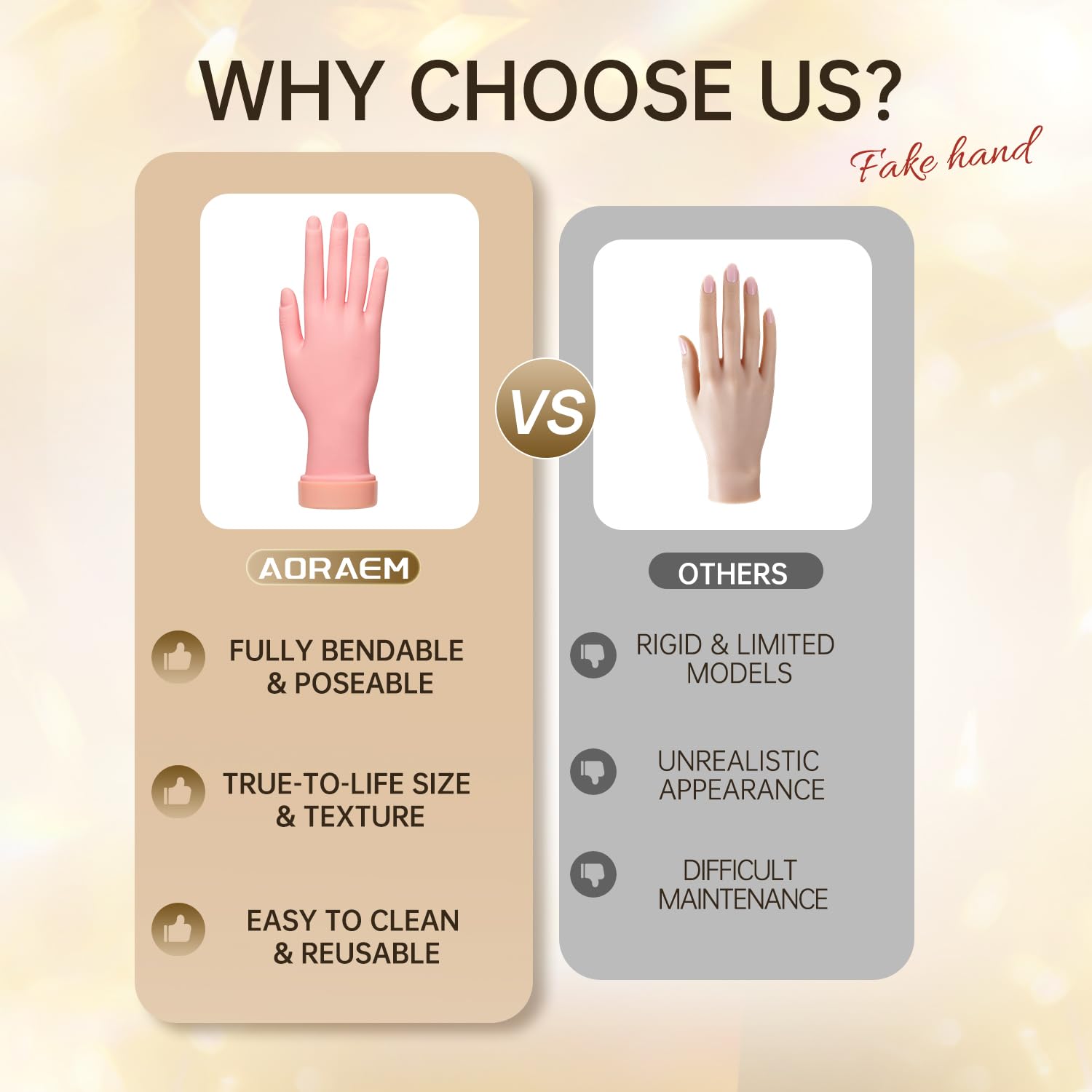 AORAEM Nail Trainning Hand Flexible Soft Practice Plastic Mannequin Hand Nails Tips Art Trainer Manicure Practice Hand Tool