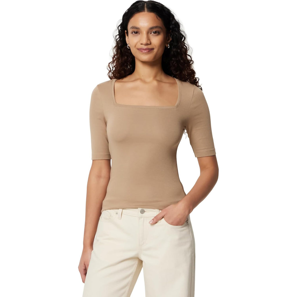 Amazon Essentials Women'S Slim-Fit Half Sleeve Square Neck T-Shirt
