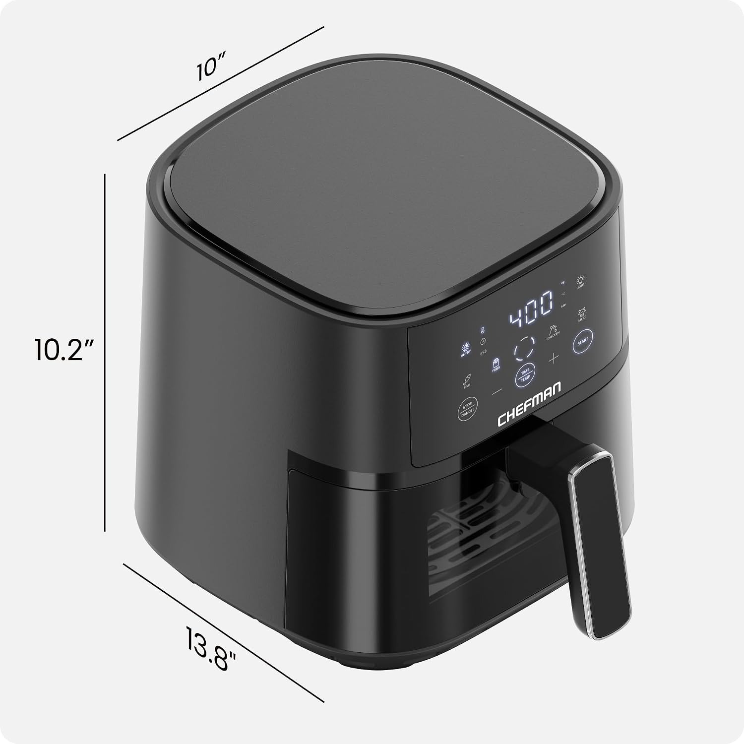 Chefman Air Fryer – 4 Qt Compact Airfryer For Quick & Easy Meals, Features Hi-Fry Technology For Extra Crisp, Easy-View Window, Touch Controls With 4 Presets, Nonstick & Dishwasher Safe Basket - Black