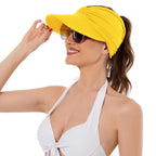 Wide Brim Visor Hats for Women-Lightweight Packable Ponytail Hat, Comfortable Quick-Dry Sun Visor for Casual
