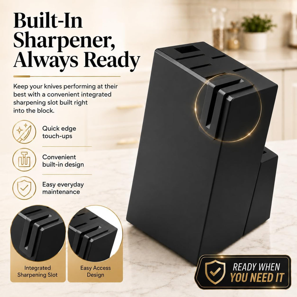 Knife Set, 14-Piece Black Dishwasher Safe Kitchen Knife Block Set with Built-In Sharpener, German High Carbon Stainless Steel Blades, Ultra Sharp Knives with Ergonomic Non-Slip Handles