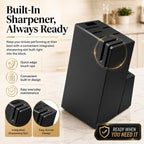 Knife Set, 14-Piece Black Dishwasher Safe Kitchen Knife Block Set with Built-In Sharpener, German High Carbon Stainless Steel Blades, Ultra Sharp Knives with Ergonomic Non-Slip Handles