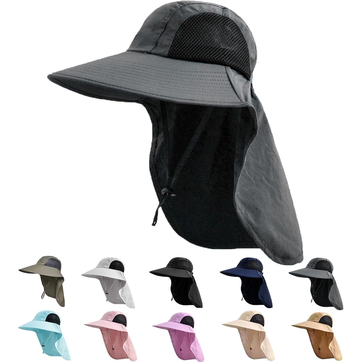 Sun Hat for Men Women with Neck Flap,UPF 50+ UV Protective Hiking Fishing Hats,Wide Brim Sun Hat for Women&Men