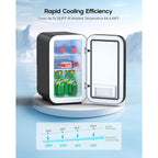 BEICHEN Mini Fridge, 6 Liter / 8 Can Small Refrigerator for Bedroom, Car, Office & Dorm, 110V AC/DC Portable Thermoelectric Cooler & Warmer for Skincare, Food, Drinks, Black