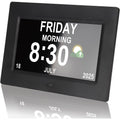 Digital Dementia Clocks For Seniors, 7 Inch, Black | Day Date Time Large Display For Poor Vision Easy Read, Medication Reminder Alarm, Spanish 10 Languages, Alzheimer Gifts