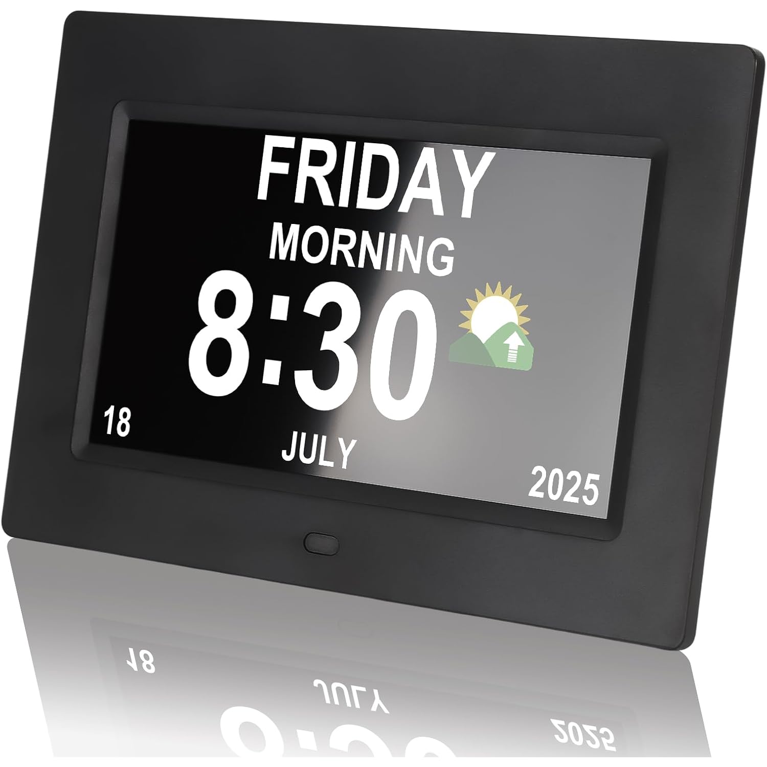 Digital Dementia Clocks For Seniors, 7 Inch, Black | Day Date Time Large Display For Poor Vision Easy Read, Medication Reminder Alarm, Spanish 10 Languages, Alzheimer Gifts