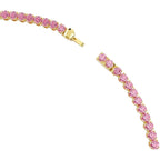 Swarovski Matrix Tennis necklace, Round cut, Pink, Gold-tone plated