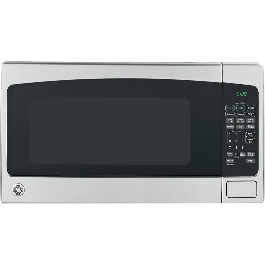 Ge Countertop Microwave Oven,1, 200-Watt Capacity, 2.0 Cubic Ft., 8 Auto Setting Cooking Settings, Child-Lock Technology, Kitchen Essentials For The Countertop, Dorm Room Or Apartment, Stainless Steel