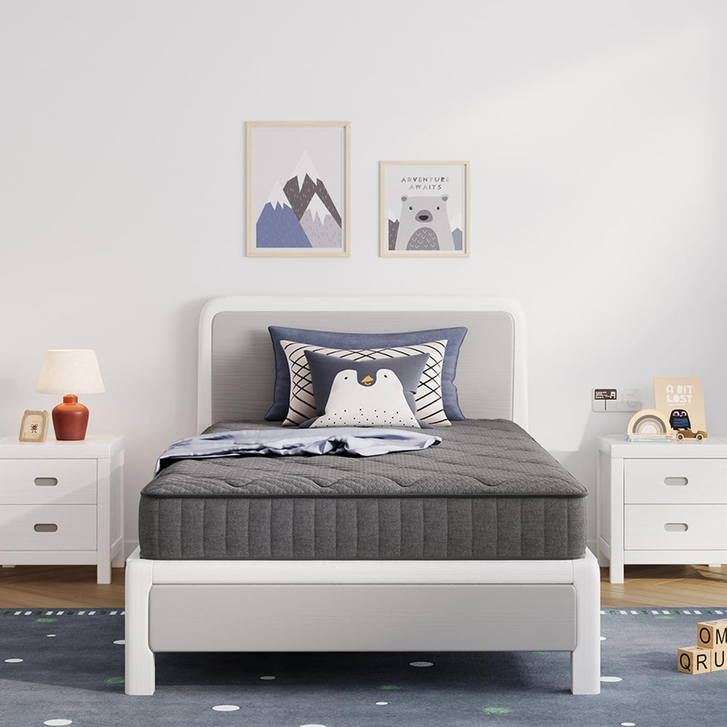 Avenco Twin Mattress, 6 Inch Twin Size Mattress In A Box, Medium Firm Hybrid Mattresses With Bonnell Spring And Gel Memory Foam For Cool Night Sleep & Pressure Relief, Certipur-Us Certified