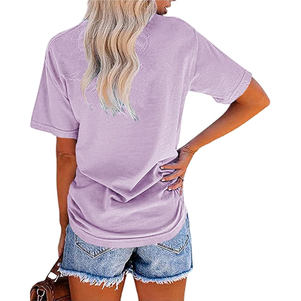 MaQiYa Womens Cute Sunflower Graphic Printed Tee Shirts Vintage Short Sleeve Cotton Shirts Tops Purple