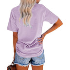 MaQiYa Womens Cute Sunflower Graphic Printed Tee Shirts Vintage Short Sleeve Cotton Shirts Tops Purple