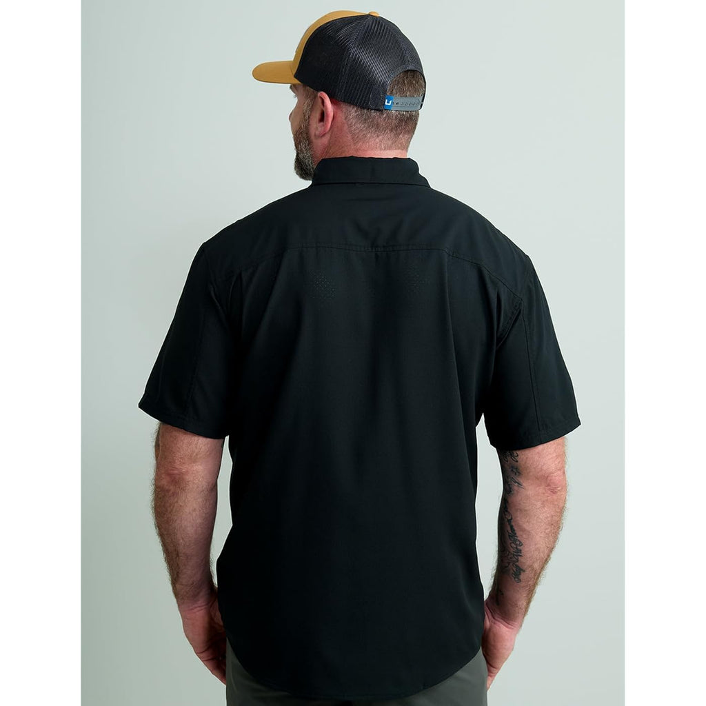 Huk Men'S Tide Point Kc Scott Original Artwork Short Sleeve Shirt, Fishing Button Down
