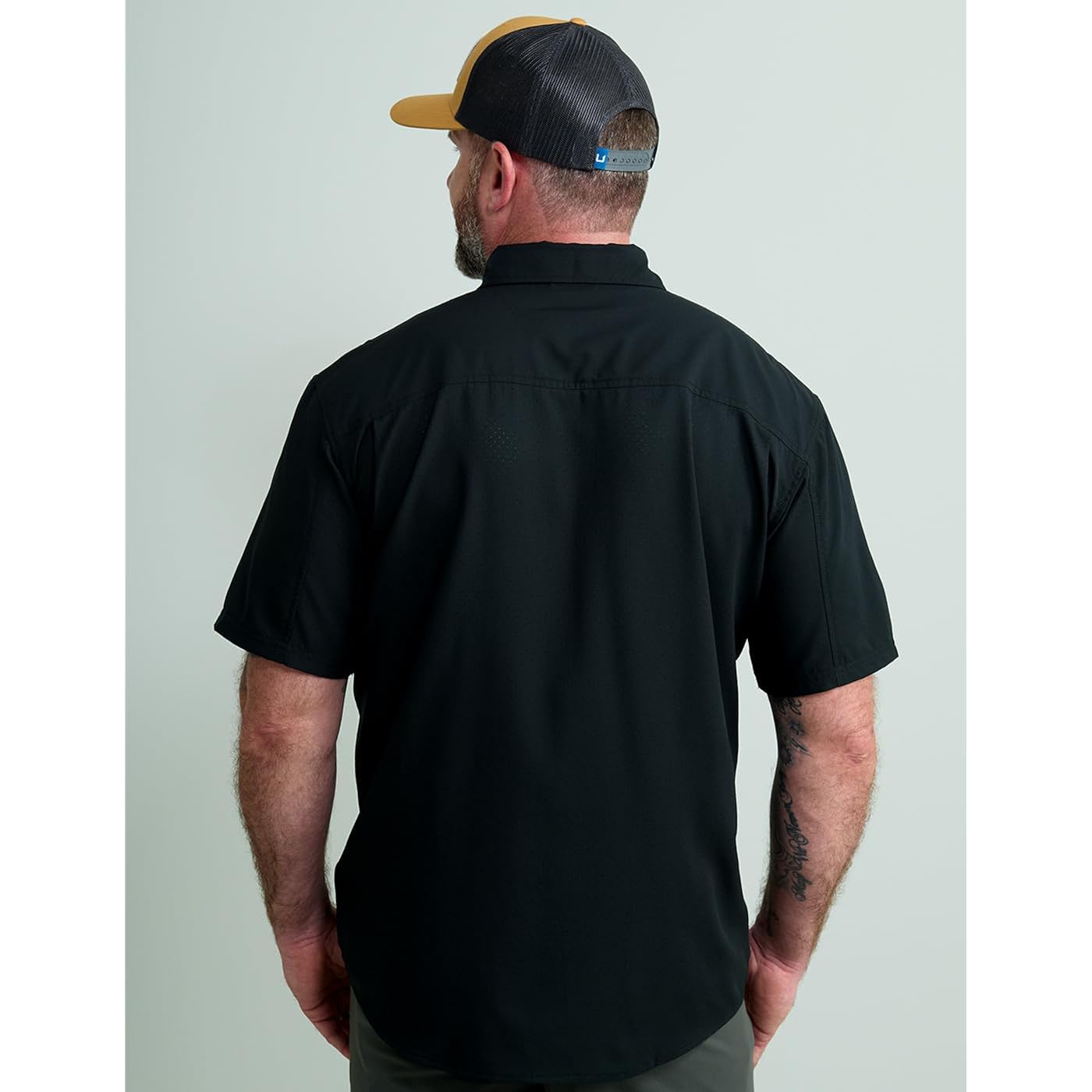 Huk Men'S Tide Point Kc Scott Original Artwork Short Sleeve Shirt, Fishing Button Down