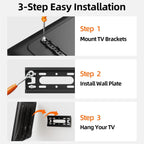 Iworboard 24 32 40 42 Inch Fixed Tv Monitor Wall Mount For 14-43 Inch Led Lcd Screen, Low Profile Small Rv Tv Mount, Easy Slim Flat Wall Bracket, Max Vesa 200X200Mm, 66Lbs, Single Stud